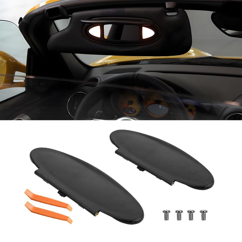 BILLFARO 2Pcs Sun Visor Mirror Cover Replacement Driver/Passenger Side Sunvisor Vanity Mirror Lid Caps Cover for Porsche 996/997-911 986/987 for Boxster for Cayman 1996-2010 - Image 1